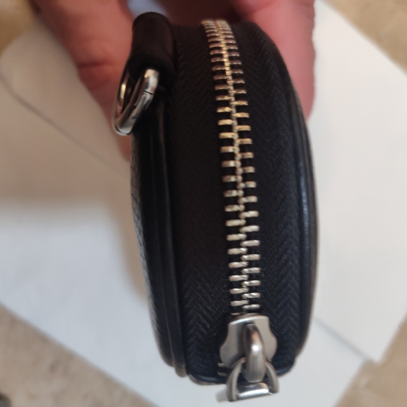 Coach Black Leather Round Coin Case - Picture 8 of 9